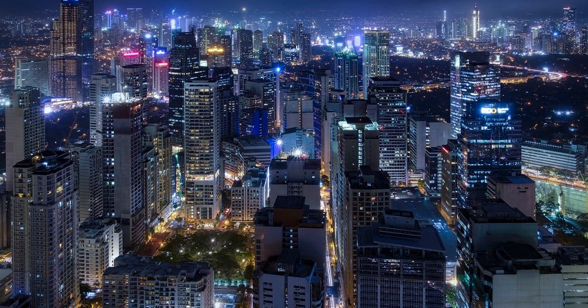 Makati city lights at night, Manila, Philippines